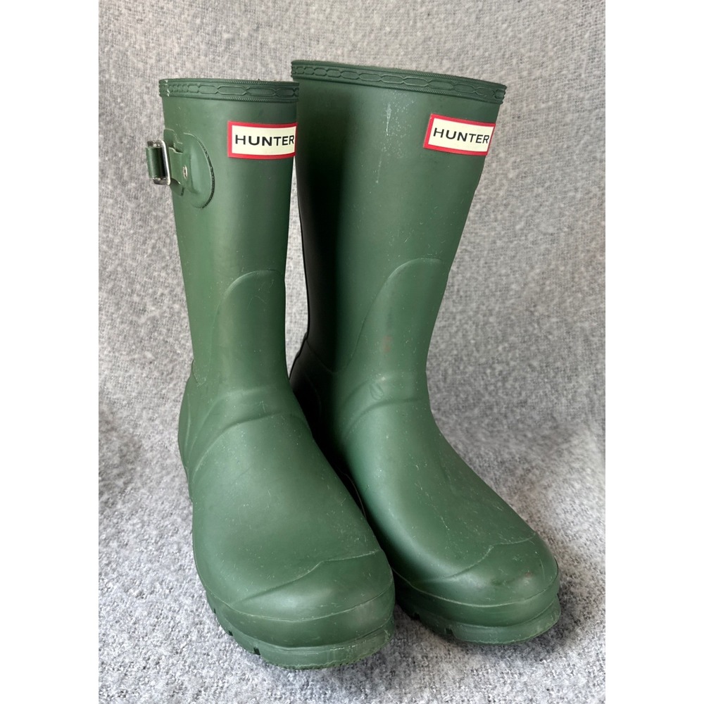 Hunter Women Original Short Green Matte Rain Boots WFS1000RMA US Size 8 Preppy